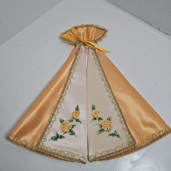 VTG Infant Of Prague Yellow Roses Coordinating Vestments Cape/Robe & Dress 10” L - Picture 5 of 16
